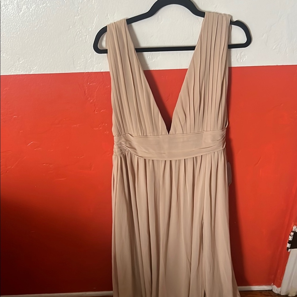 Floor length beige evening gown